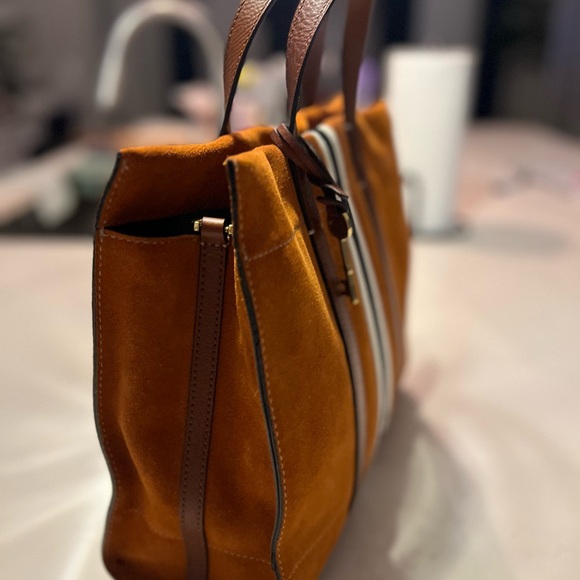 Fossil Carmen Tote Suede Tote Bag with Stripes - Picture 3 of 8